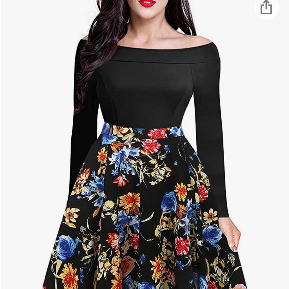 Off shoulder, swing dress, or party dress.